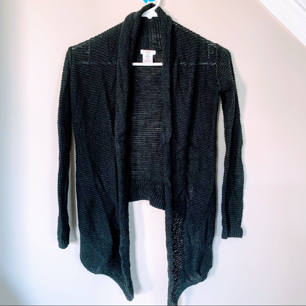 Joe Fresh Cardigan Open Shawl Crochet Look Black Medium 8
